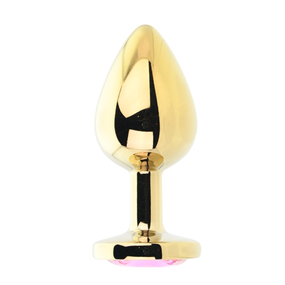 Toosh Gold Metal Butt Plug Large Pink Stone