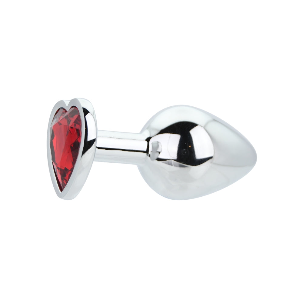 Toosh Heart Shaped Silver with Red Stone Medium