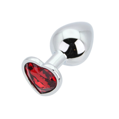 Toosh Heart Shaped Silver with Red Stone Medium