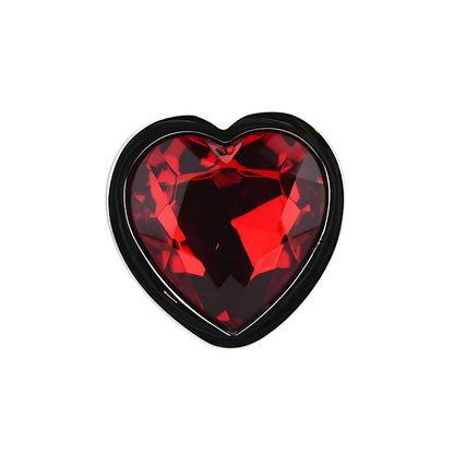 Toosh Heart Shaped Silver with Red Stone Medium