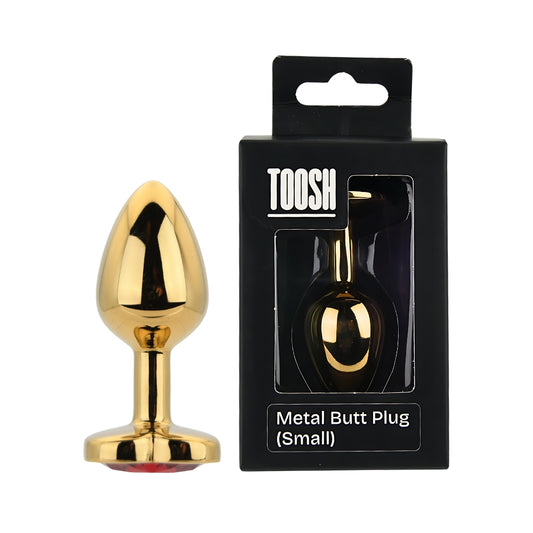 Toosh Heart Shaped Gold Butt Plug with Red Stone Small