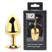 Toosh Heart Shaped Gold Butt Plug with Red Stone Large