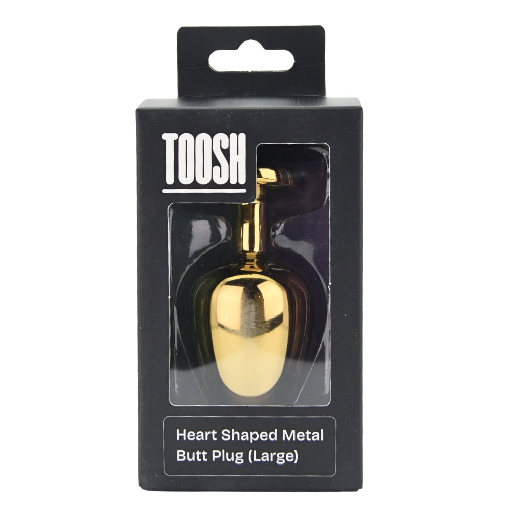 Toosh Heart Shaped Gold Butt Plug with Red Stone Large