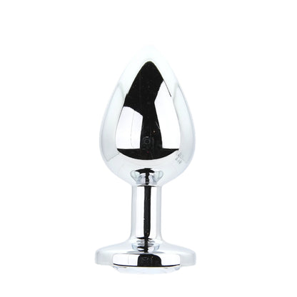 Toosh Metal Butt Plug Silver Set of 3 Clear Stone