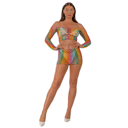Lace by LJ Rainbow Crop Top and Skirt Set