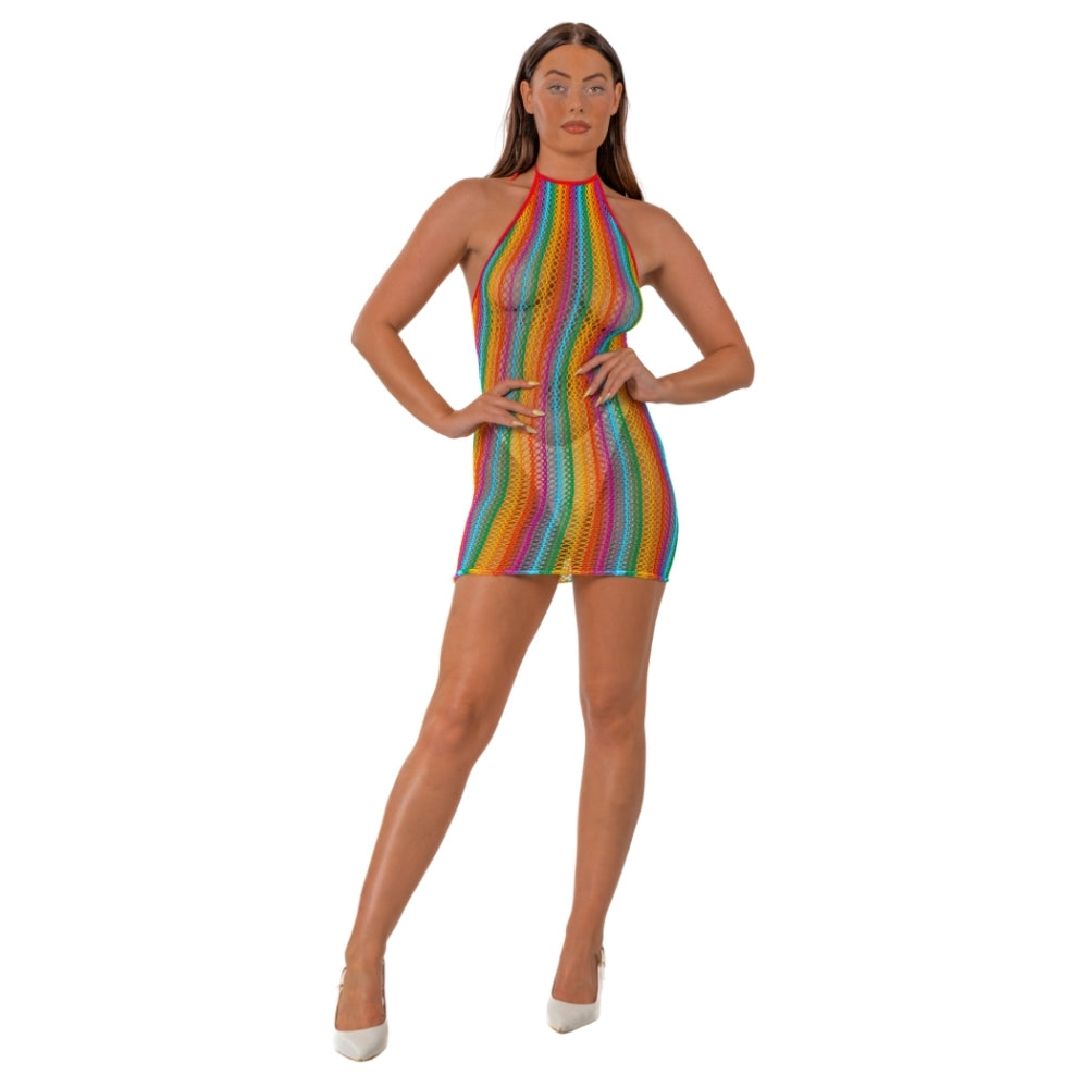Lace by LJ Rainbow Halter Neck Dress