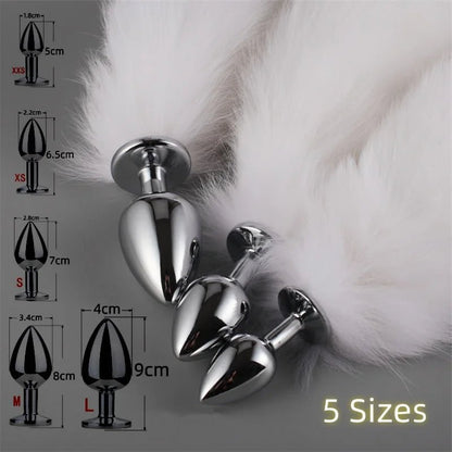 Metal Fox Tail Butt Plug – Weighted Tail Plug for Fetish Roleplay