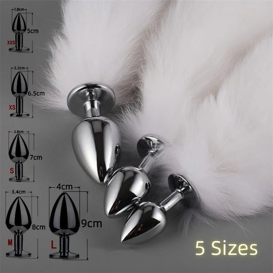 Metal Fox Tail Butt Plug – Weighted Tail Plug for Fetish Roleplay