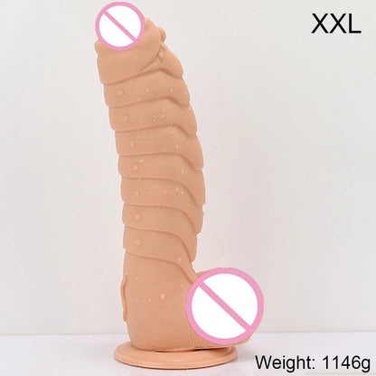 Side profile of xxl huge realistic dragon scales with suction cup enjoyment showing shape and proportions