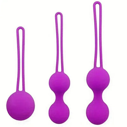 Kegel trainer showing attachment cord or retrieval string