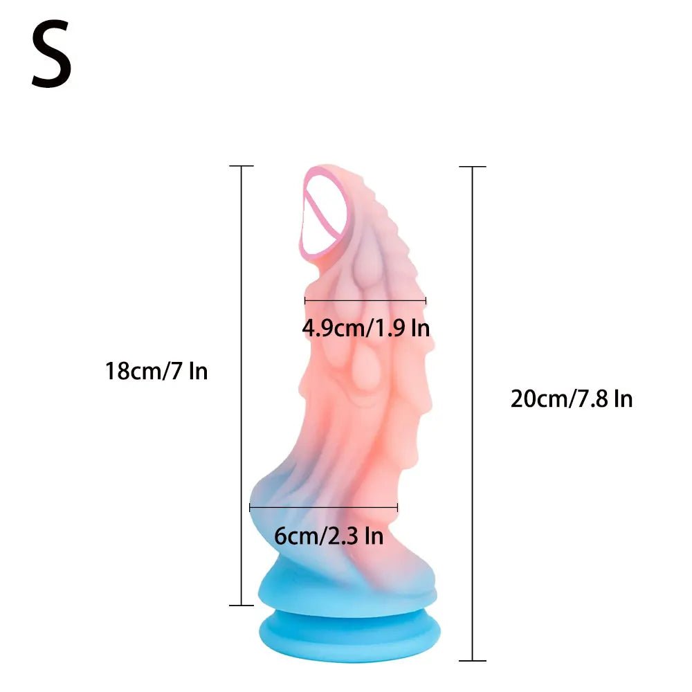 Tip detail of dragon-shaped silicone adult toy