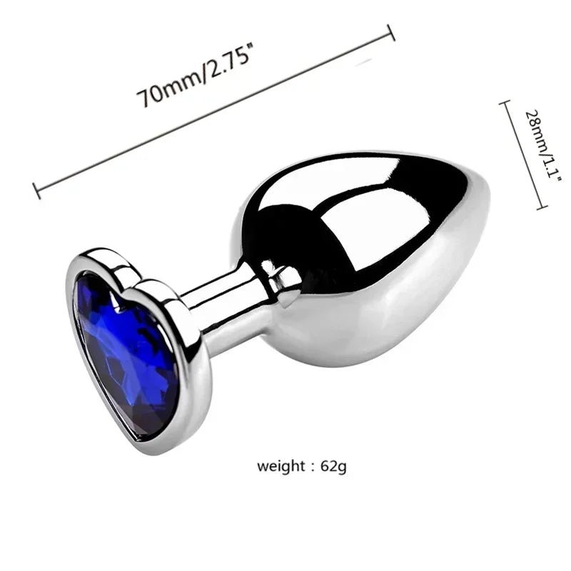 Stainless steel plug with blue crystal base variant
