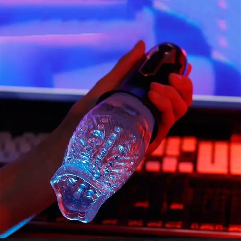 Size comparison of silicon stimulator man insert silicone male pleasure device with scale reference