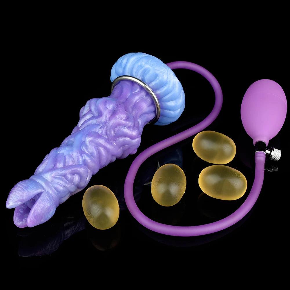 Size comparison of colmiss silicone pneumatic ovipositor for unique pleasure experience with scale reference