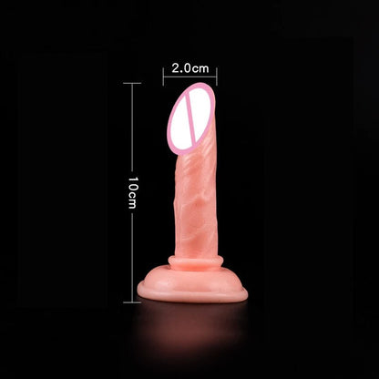 Product overview of realistic skin feeling toys for women with suction cup from above