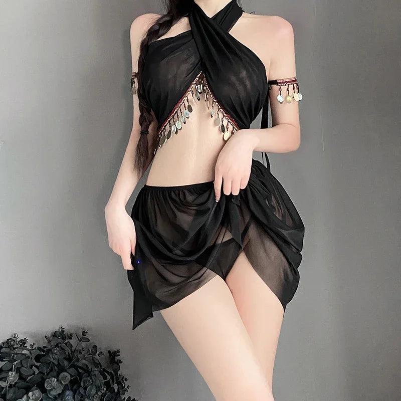 Lingerie set components laid flat