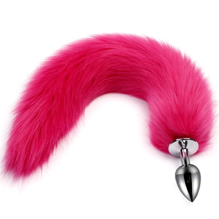 Fox tail plug lying flat to show full tail length