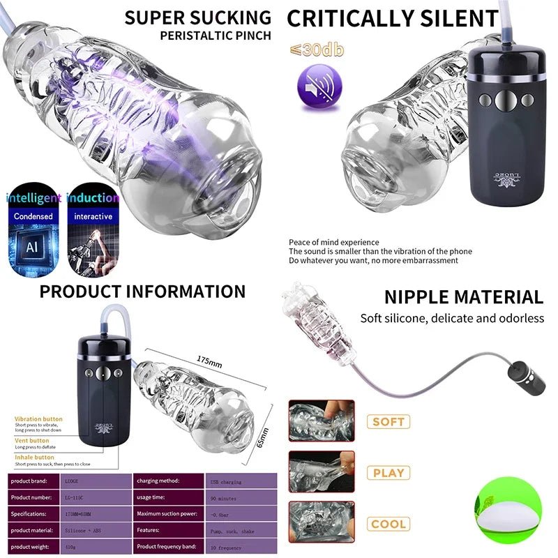 Close-up of material texture and finish on man toys with sucking realistic mouth and balls for pleasure