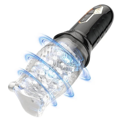 Side profile of automatic rotation cup toy for men - thrilling pleasure showing shape and proportions