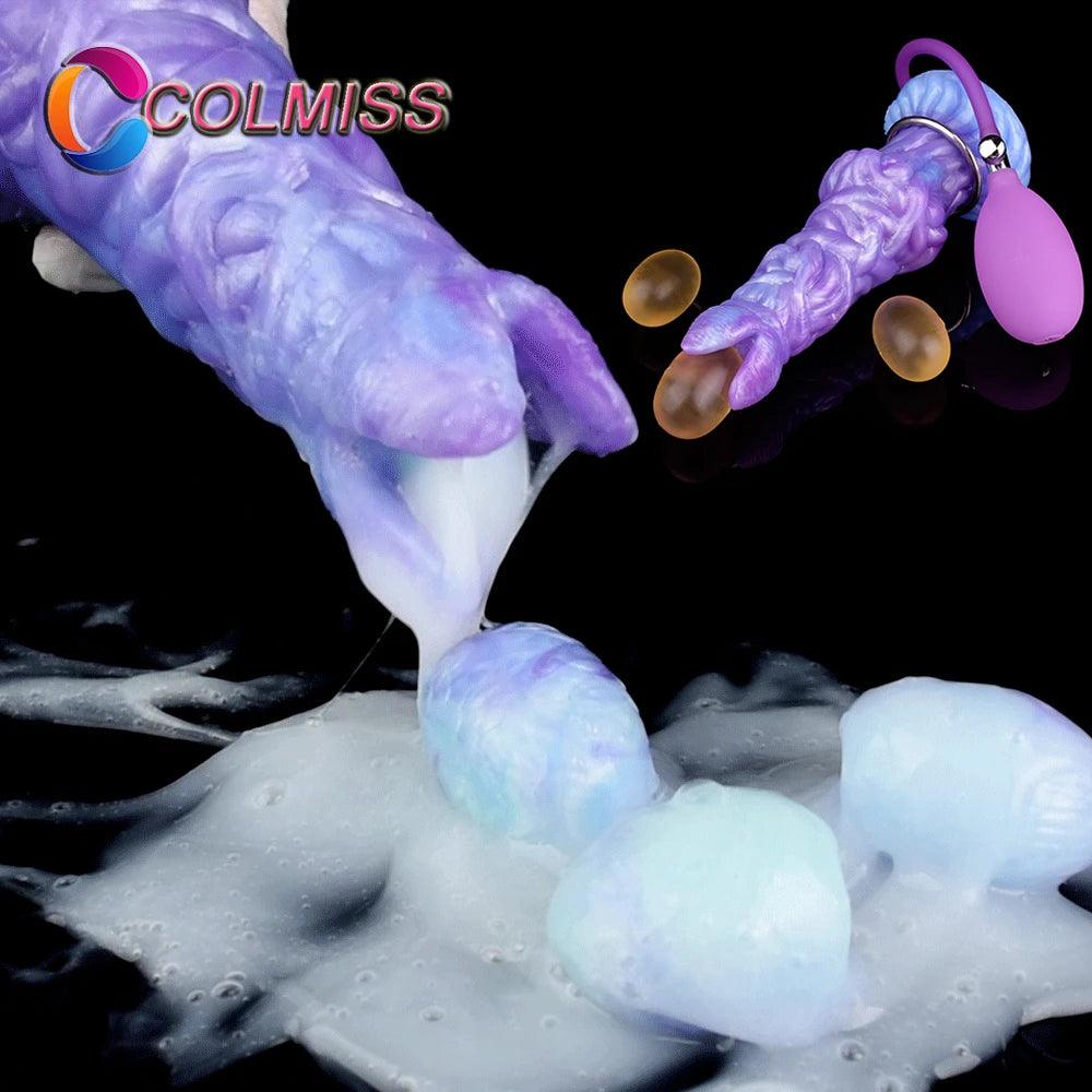Front view of colmiss silicone pneumatic ovipositor for unique pleasure experience on white background
