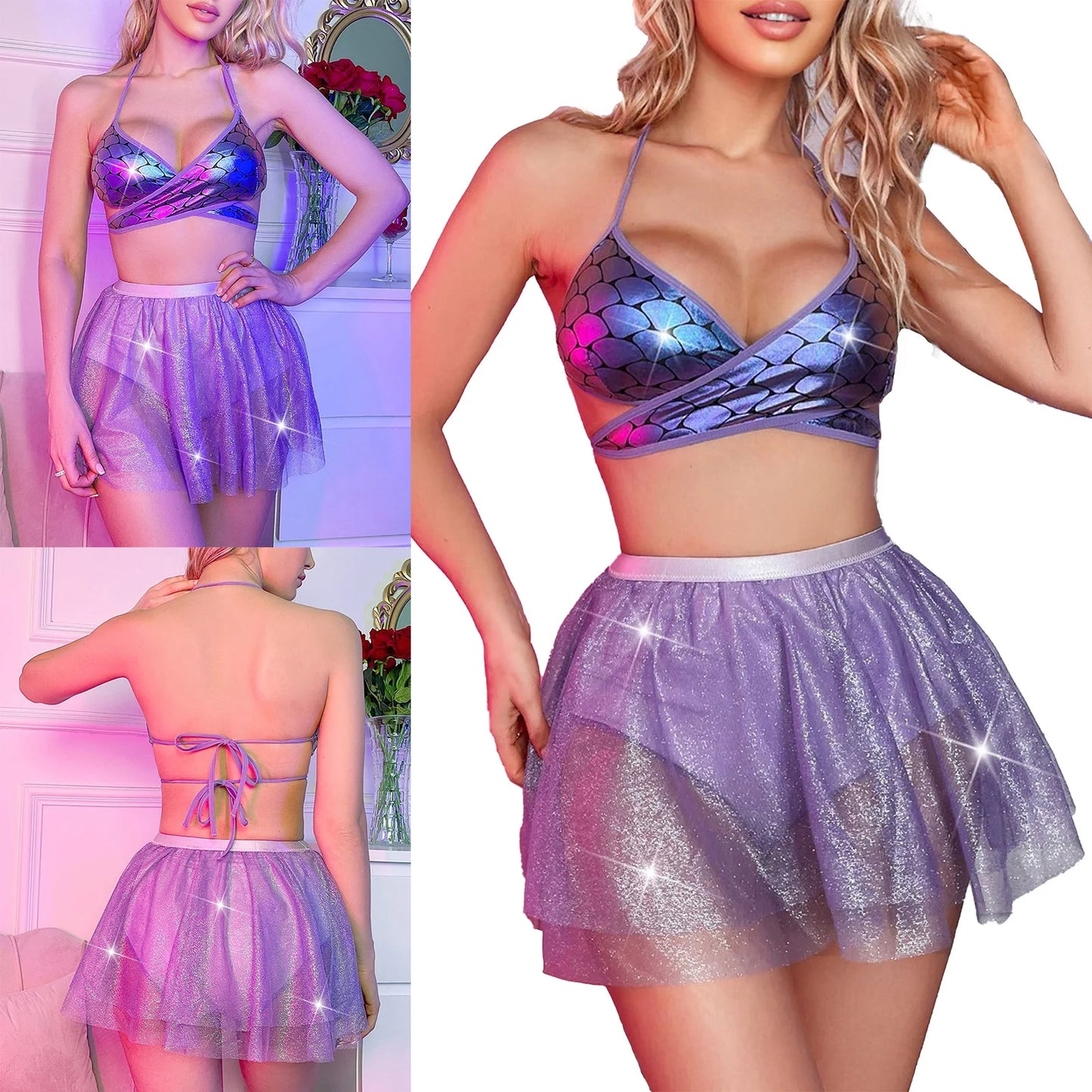Lingerie set components laid flat