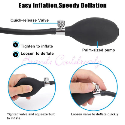 Rear or angled view of inflatable silicone for ultimate pleasure experience device