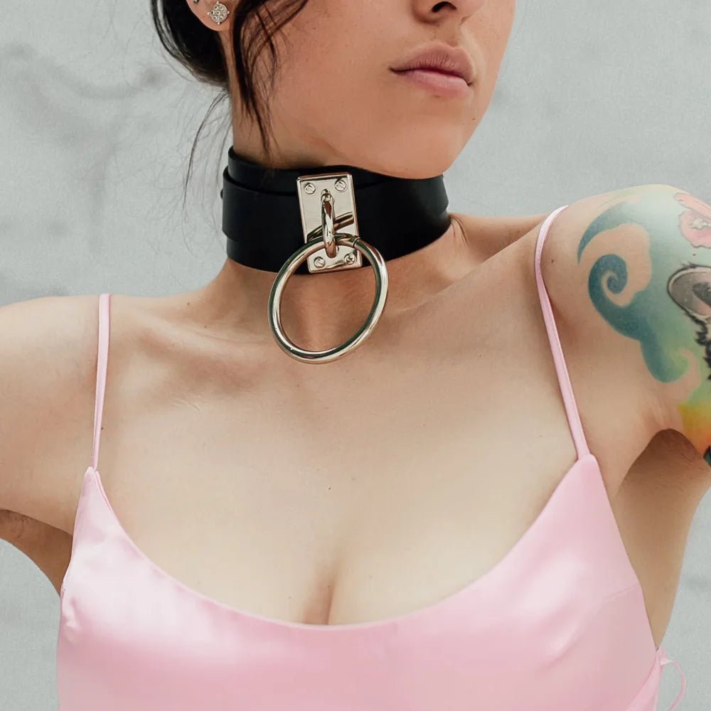 Sexy Women Choker Bondage Necklace Leather Fetish Collar