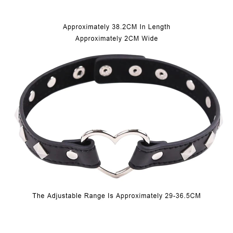Product overview of sexy leather punk rivets necklace for fetish role play gift from above