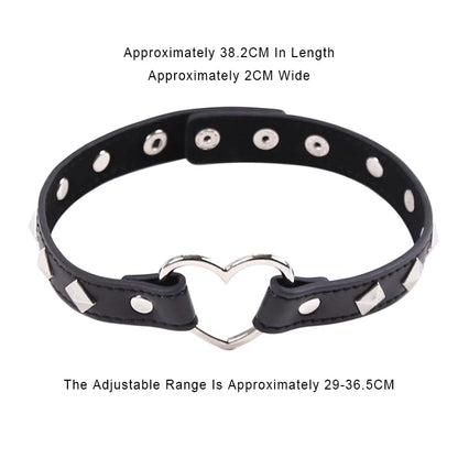 Product overview of sexy leather punk rivets necklace for fetish role play gift from above