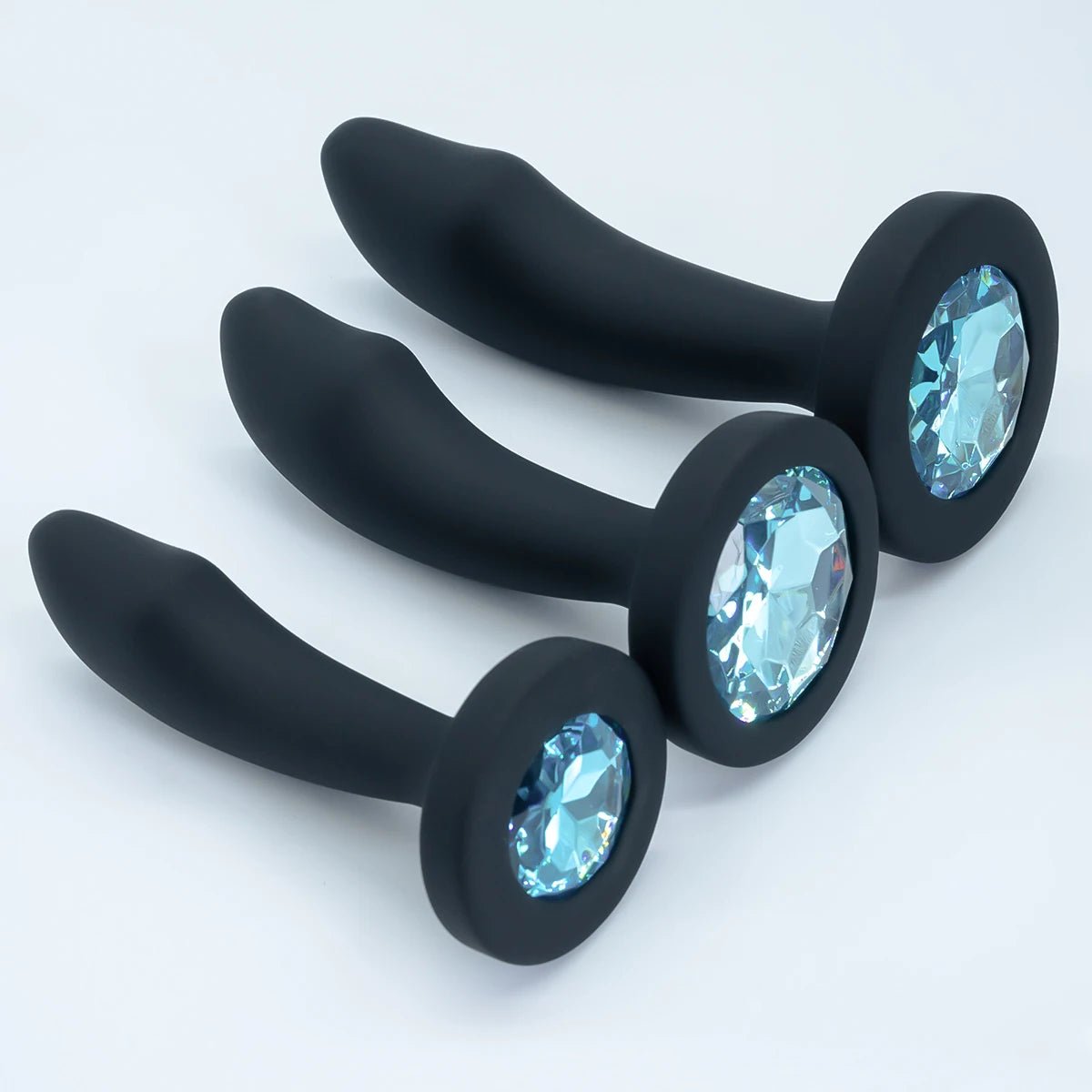 Top-down view of silicone plug showing gem detail