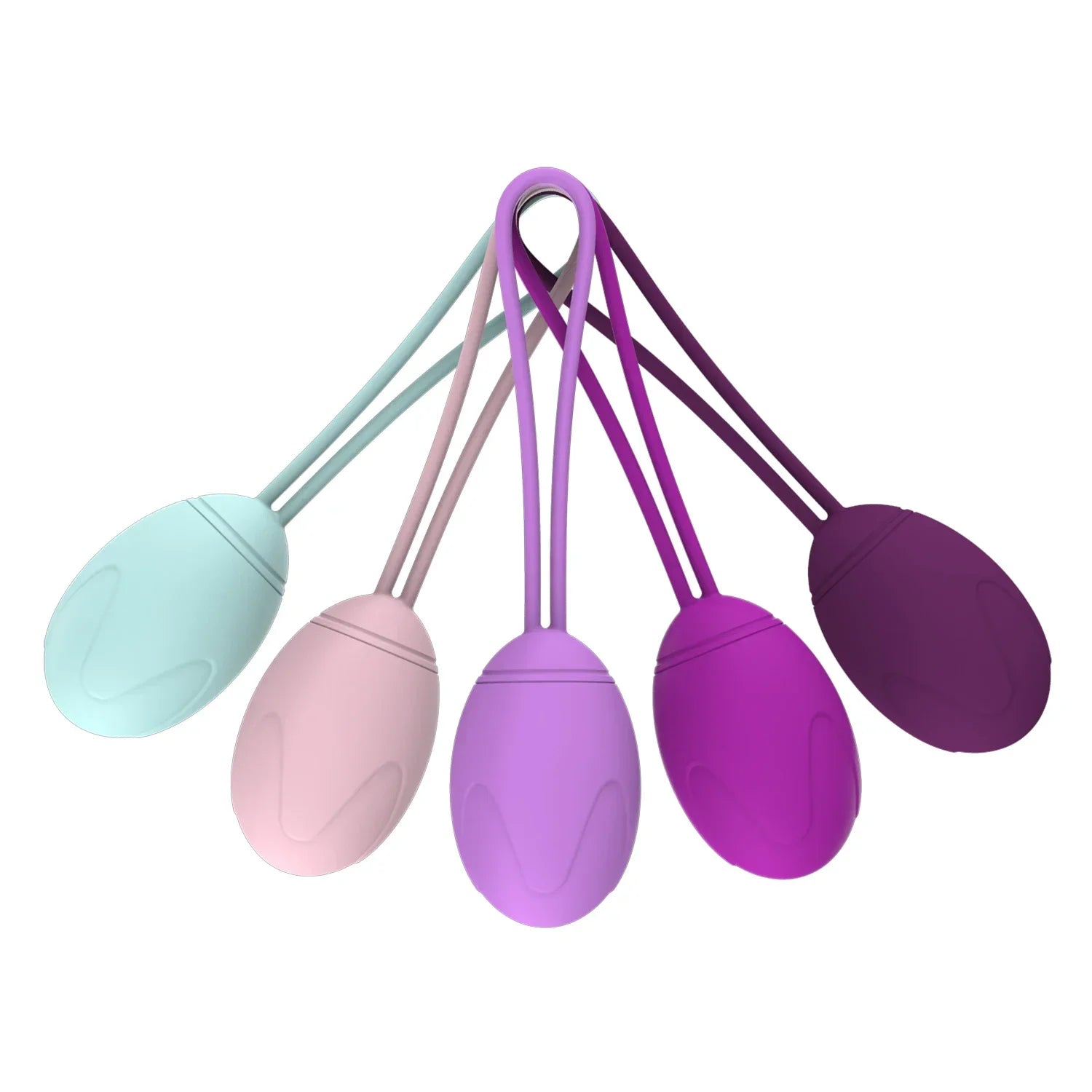 Kegel trainer showing attachment cord or retrieval string