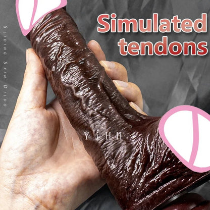 Colour and variant options available for black realistic silicone sliding testicles foreskin g spot stimulate