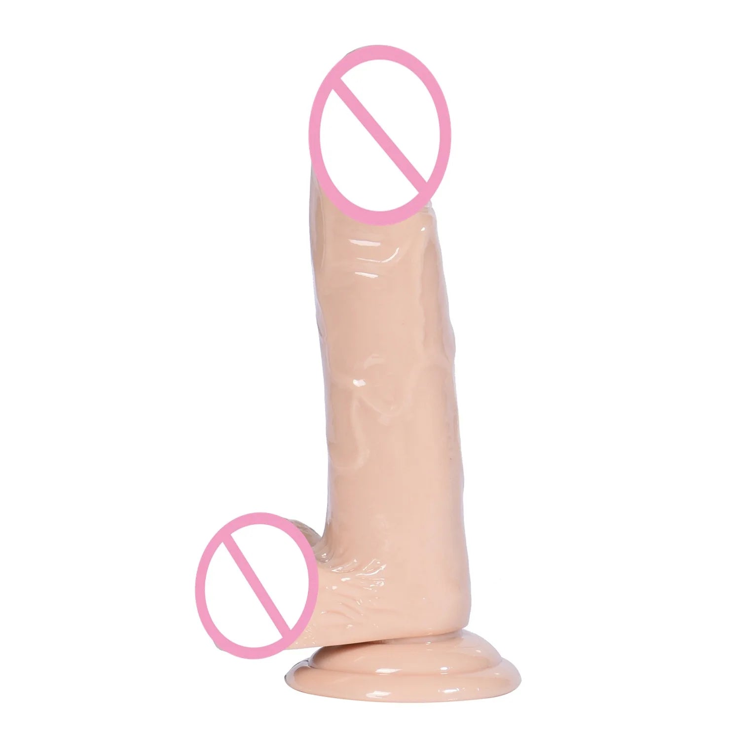 Size comparison of artificial toy for women with powerful suction cup delight with scale reference