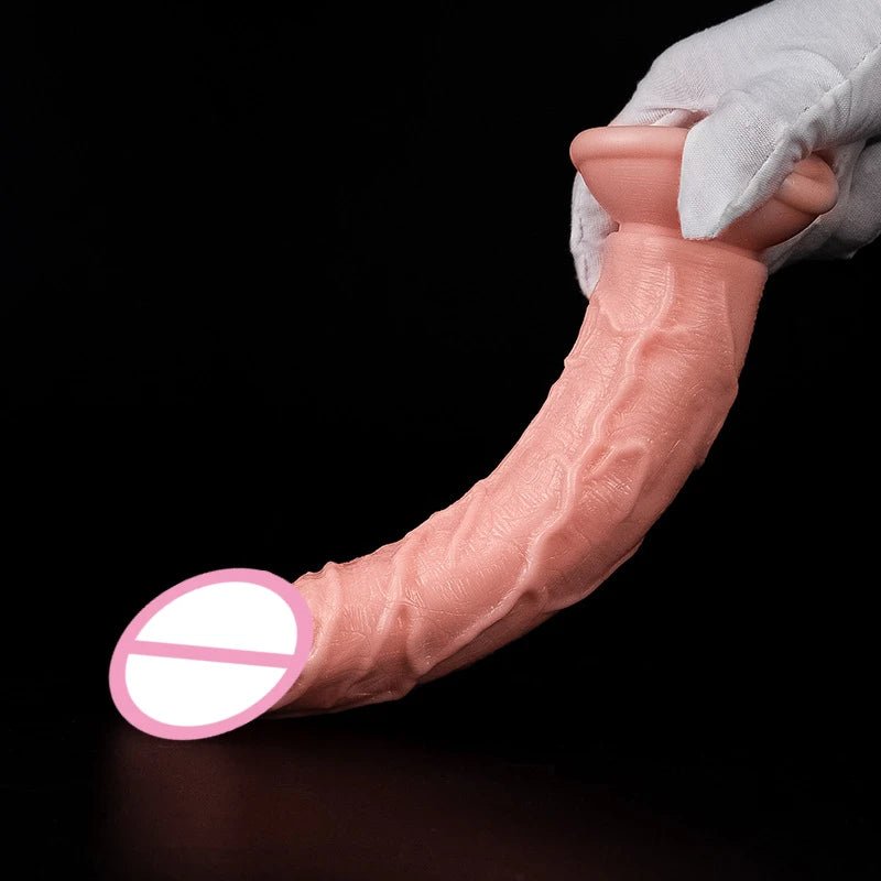 Size comparison of realistic skin feeling toys for women with suction cup with scale reference