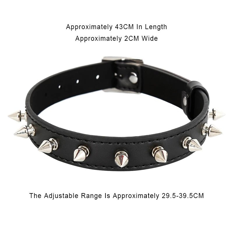 Accessories and components included with sexy leather punk rivets necklace for fetish role play gift