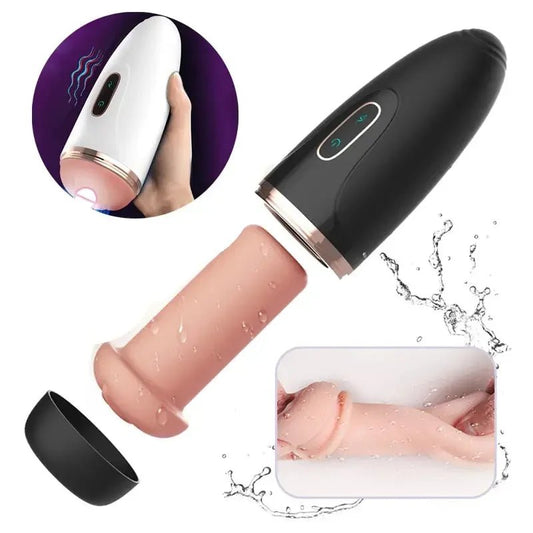 Front view of perinee sucker male vacuum stimulator for ultimate pleasure on white background