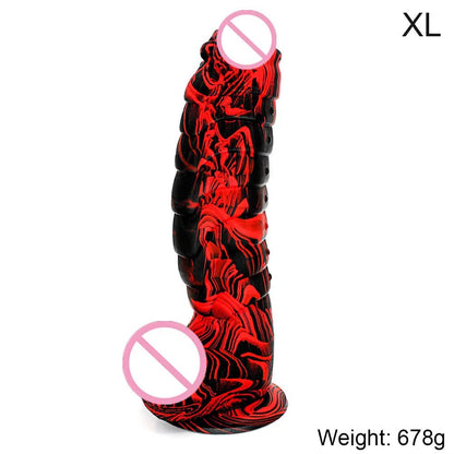 Size comparison of xxl huge realistic dragon scales with suction cup enjoyment with scale reference