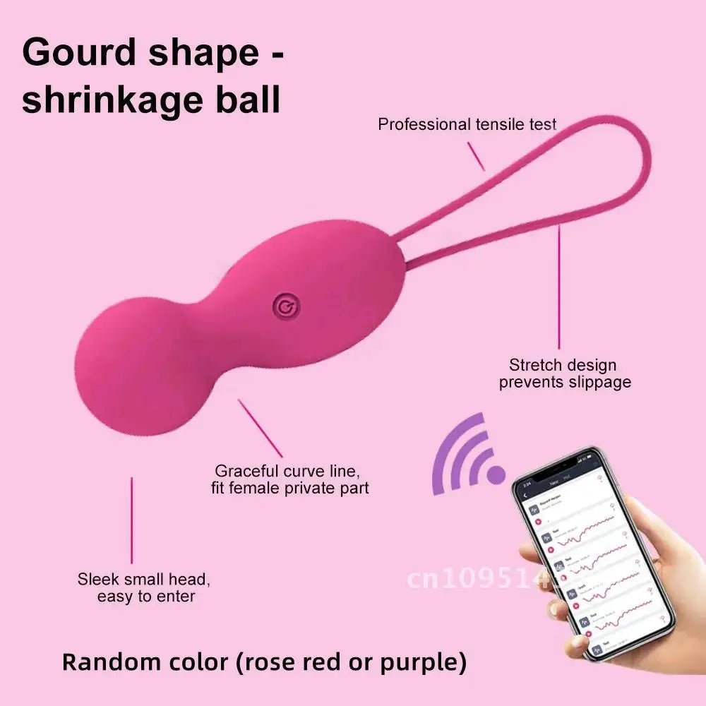 Kegel trainer showing attachment cord or retrieval string