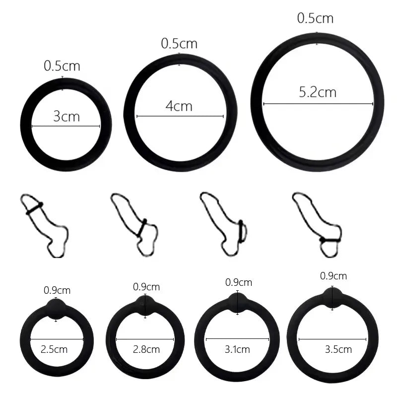Set of rings displayed together in size order