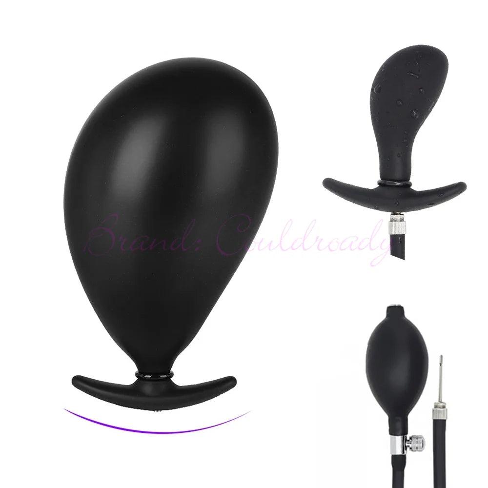 Detail shot of base or attachment on inflatable silicone for ultimate pleasure experience device