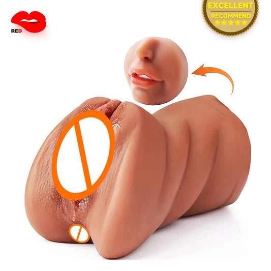 Front view of 3in1 realistic mouth & butt for ultimate male pleasure on white background