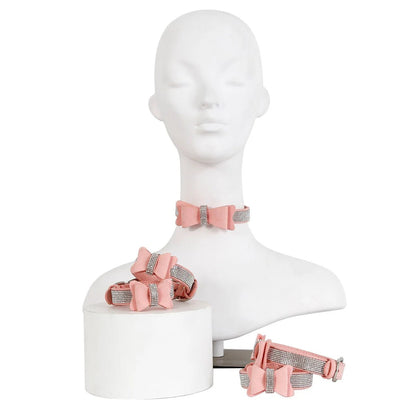 3Pcs/Set Pink Bondage Kit Restraints With Rhinestone Bows