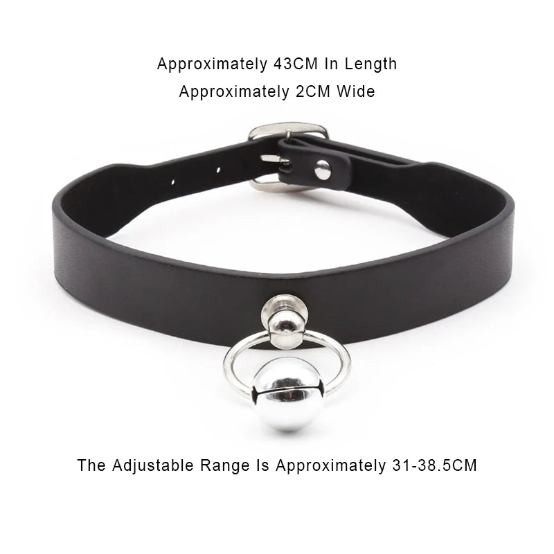 Packaging and accessories included with sexy leather punk rivets necklace for fetish role play gift