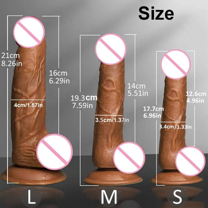 Close-up of material texture and finish on realistic huge toy for woman suction cup soft skin touch