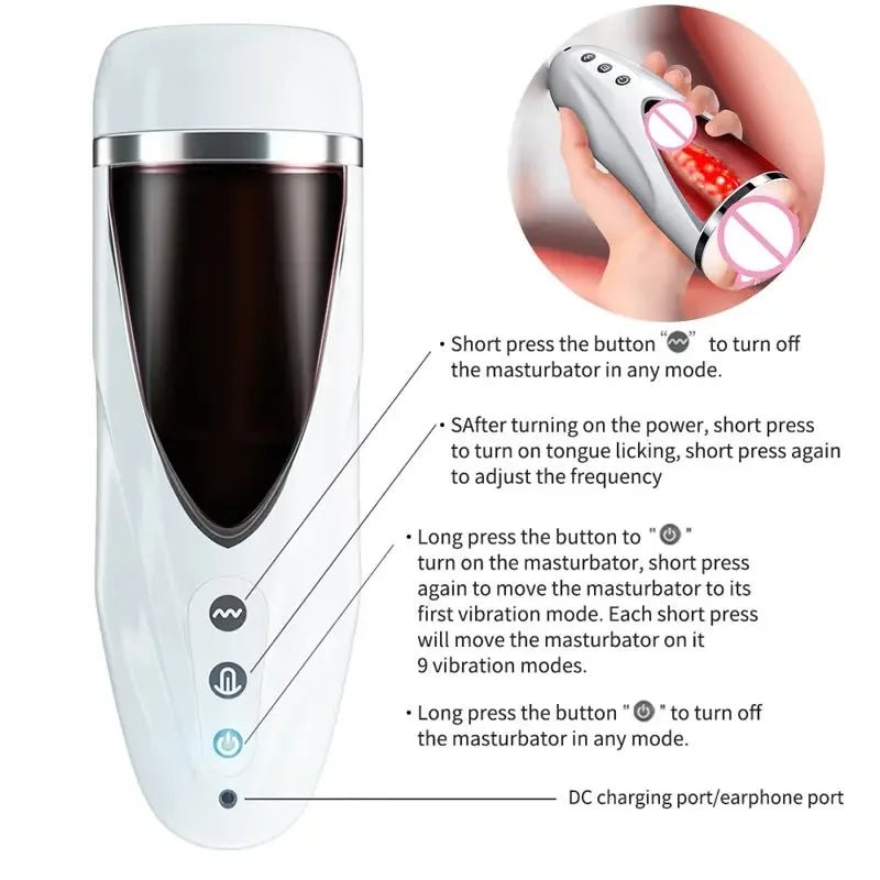 Front view of genital artificial stimulation for men muschie toys device on white background