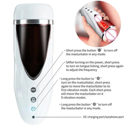 Front view of genital artificial stimulation for men muschie toys device on white background