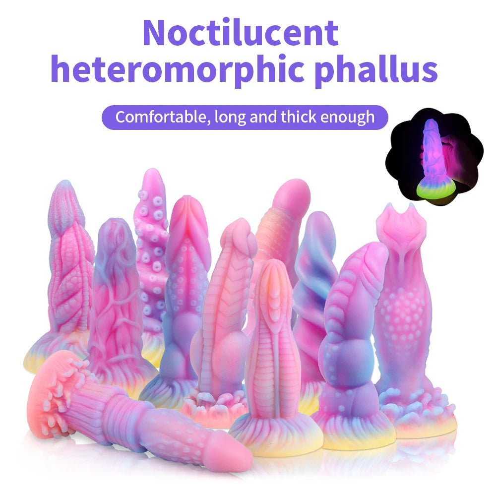 Front view of dark glowing toy for woman with suction cup fun play on white background