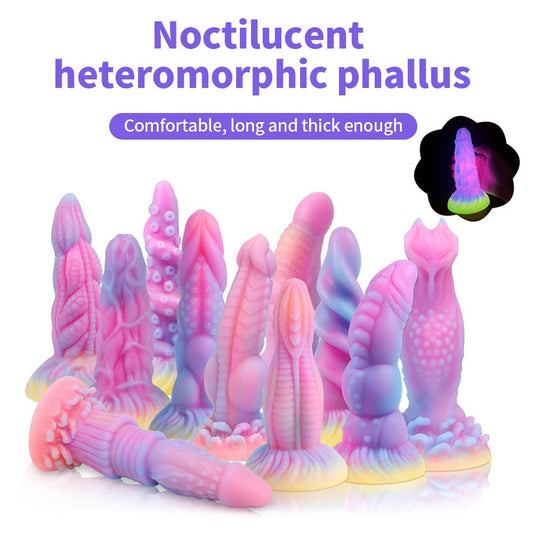 Front view of dark glowing toy for woman with suction cup fun play on white background