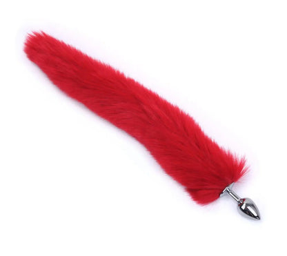 Lifestyle image: fox tail accessory as costume piece (clothed model)