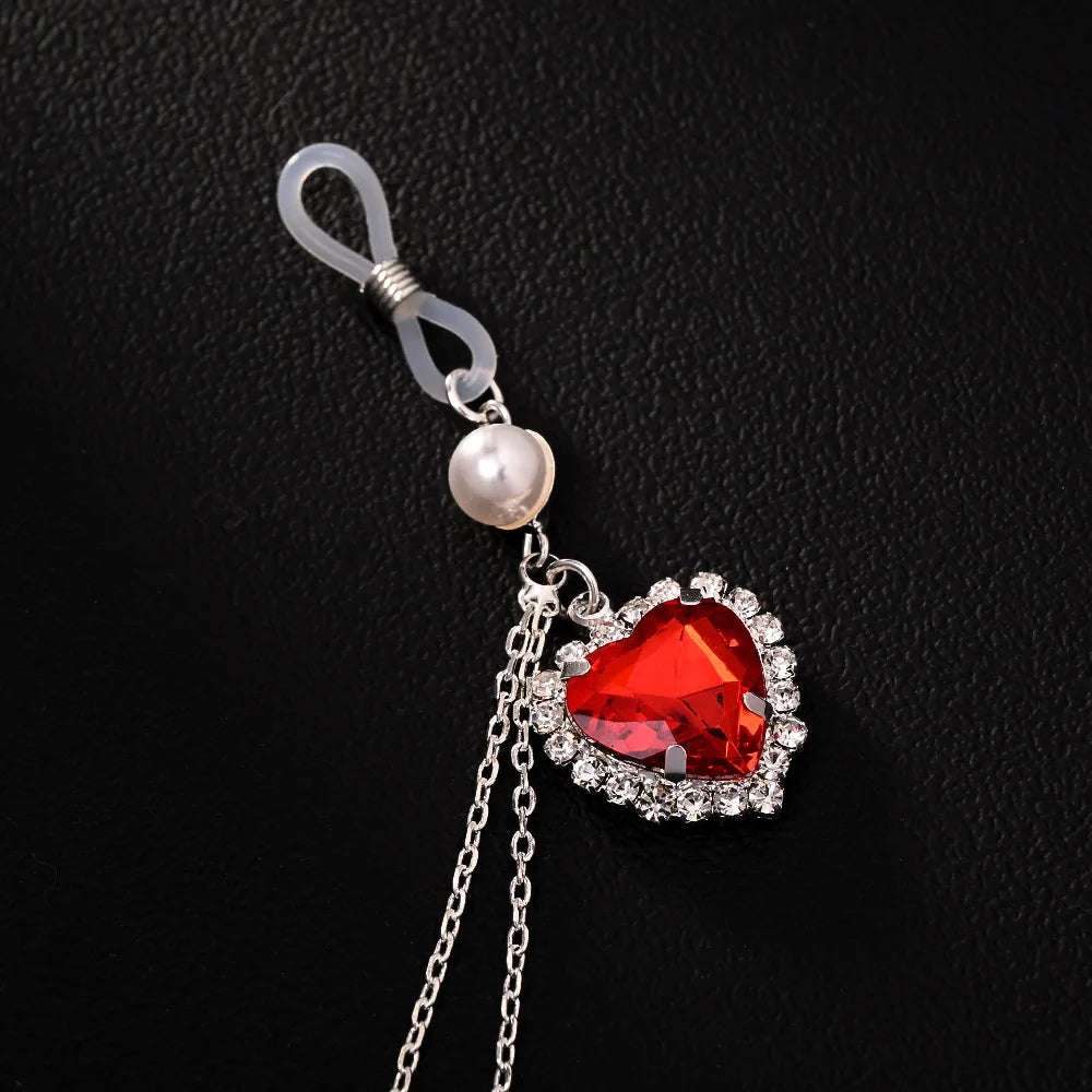 Stonefans Red Heart Nipples Chain Accessories Sexy Lingerie Rhinestone Fashion Body Chest Bra Bikini Jewelry 2025 Women Charms
